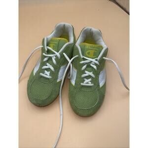 Vintage Champion Women’s Green Suede Nylon Low Profile Sneakers Size7 Athletic